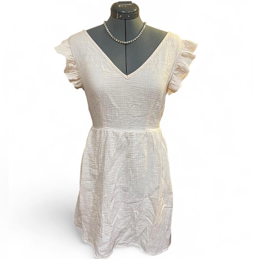 Cupshe Cream Ruffle Sleeve Mini Dress